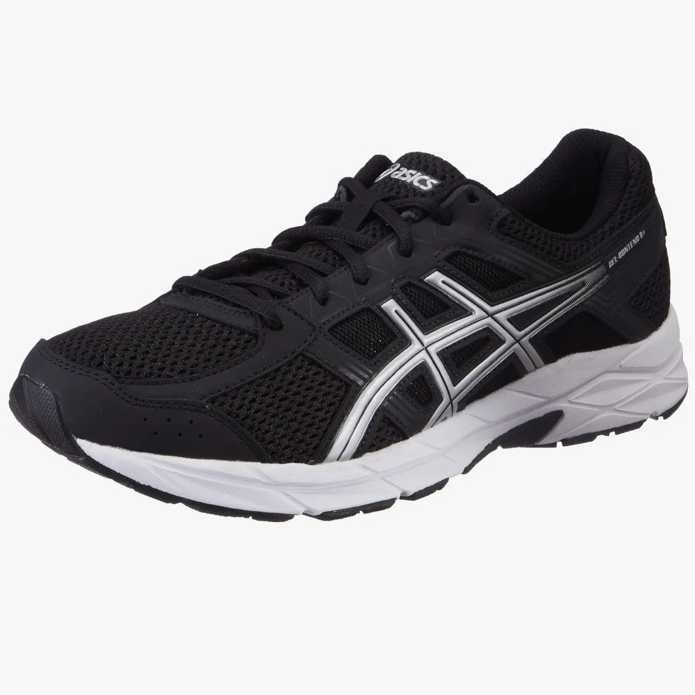 Asics GEL-Contend 4 Mens Running Shoes Black Silver White T715N Size 8.5